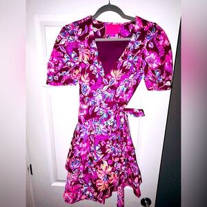 Lilly Pulitzer purple floral ruffle wrap dress. Size 0